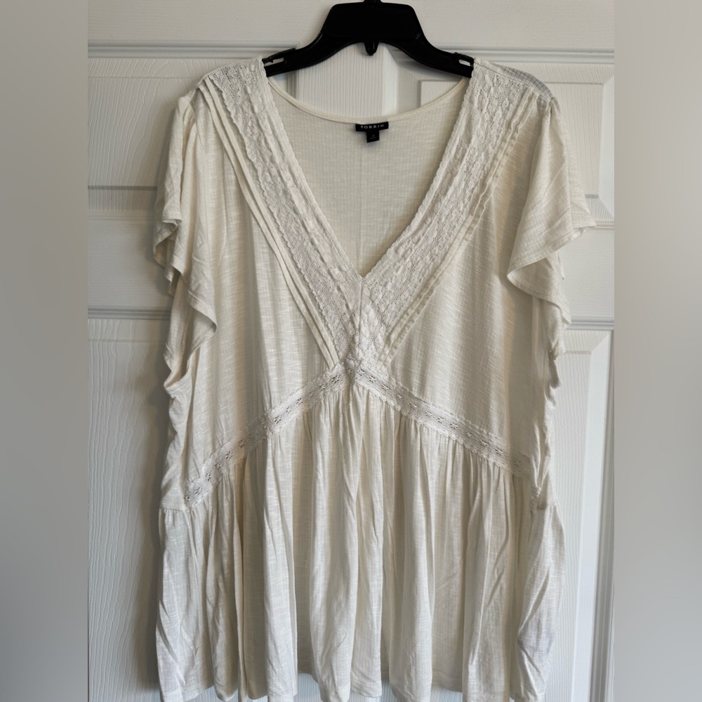 Torrid White Lace Detail Women's Plus Size Top